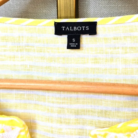 TALBOTS 100% LINEN TALBOTS BEADED EMBRODERD TOP SMALL - Picture 4 of 11